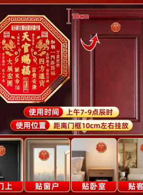 正版天官赐福门贴门神牌匾解决门对门大门邻居卧室门立体浮雕横幅