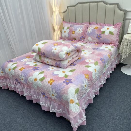 Qiye Autumn Milk Velvet Bed Cover Four-piece Padded Skirt