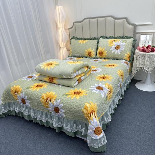 Qiye Autumn Milk Velvet Bed Cover Four-piece Padded Skirt