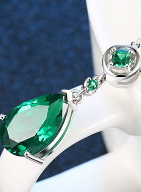 祖母绿项链18K金吊坠女彩宝925纯银镶嵌碧玺彩色宝石珠宝配饰项链