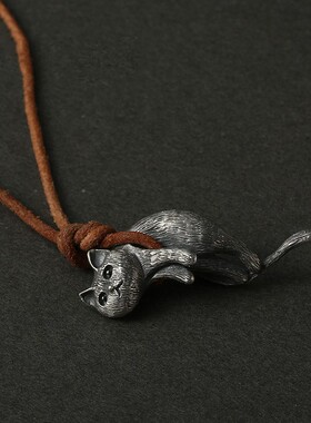 新款《做你的猫》新款项链925素银男女情侣可爱礼物猫