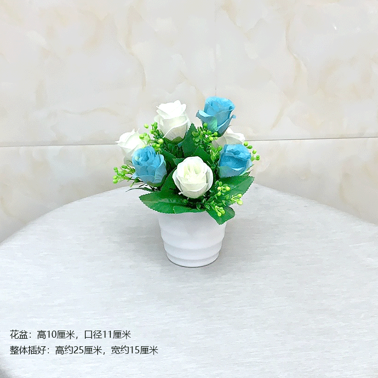 家居摆件仿真花假花小盆栽室内装饰花干花套装塑料花盆景绢布花 - 图2