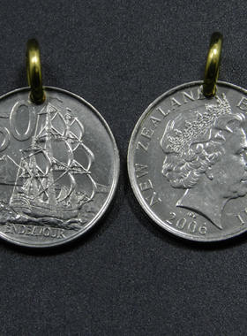 新西兰帆船硬币吊坠颈链个性项链