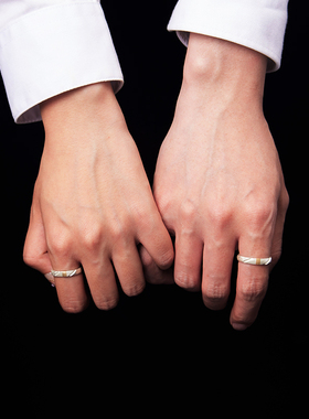 情侣足银错金定制戒指原创