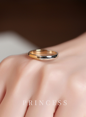 金错银极简戒指定制闭口情侣戒指