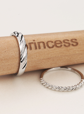 情侣纯银小众设计戒指手工定制