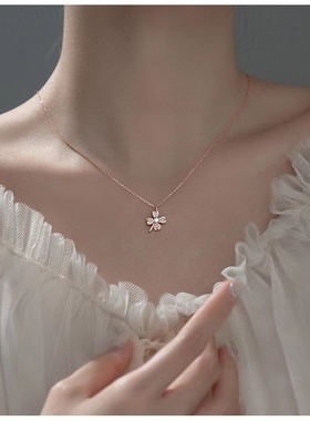 999纯银项链女2022新款四叶草