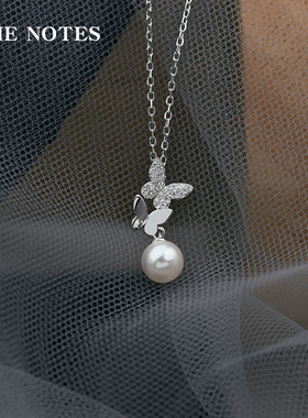 项链女纯银锁骨链蝴蝶银饰可爱