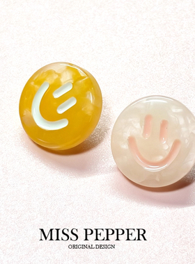 马卡龙彩色笑脸耳钉百搭