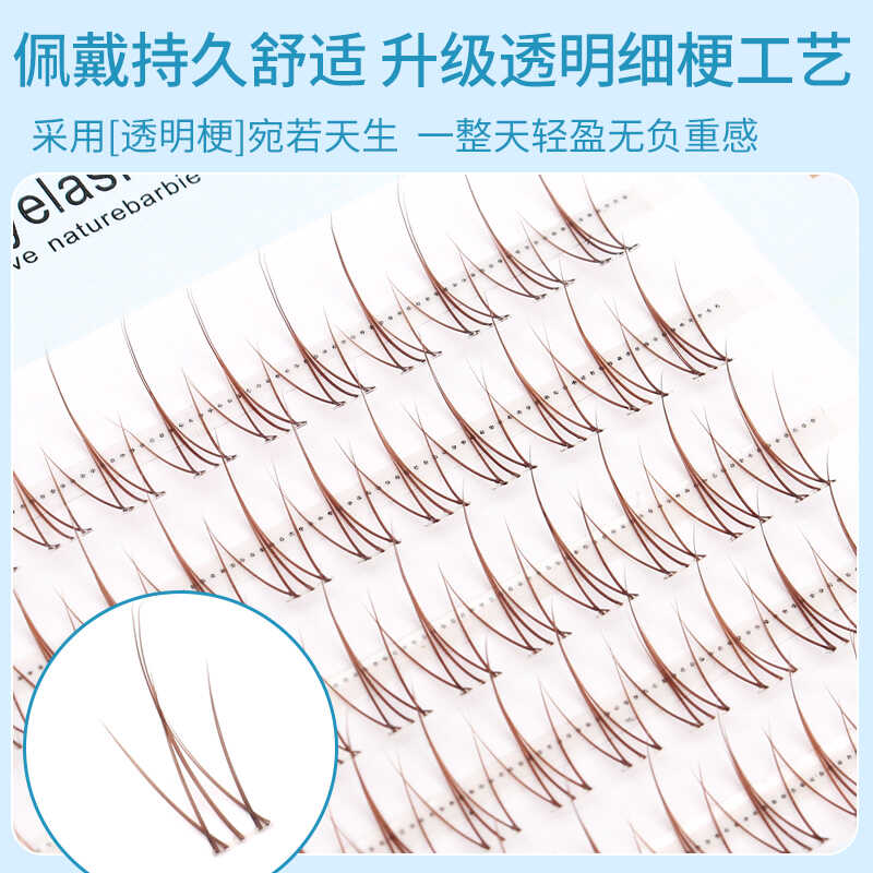 颖睫焦糖色透明梗小火苗假眼睫毛贴单簇分段式自然款素养学生睫毛 - 图2