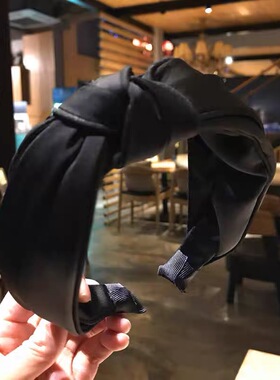 韩国新款宽边打结发箍复古简约布艺头箍压发纯色头窟成人发饰头箍