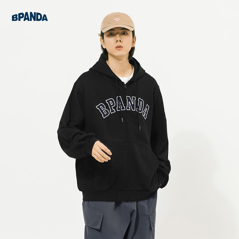熊猫本连帽男春季贴布绣国潮卫衣 benpanda熊猫本卫衣