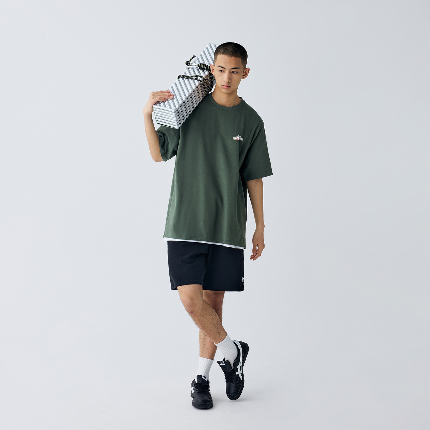 BENPANDA 2025新款短袖T恤男士夏季抗菌山系刺绣宽松日系圆领上衣 - 图2