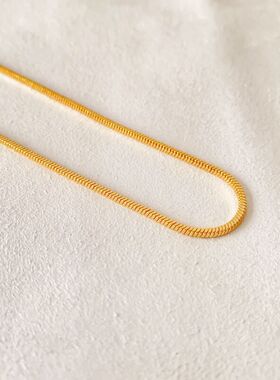 博主同款铜镀真金个性简约金色轻奢方形蛇骨链通勤百搭短款颈链女