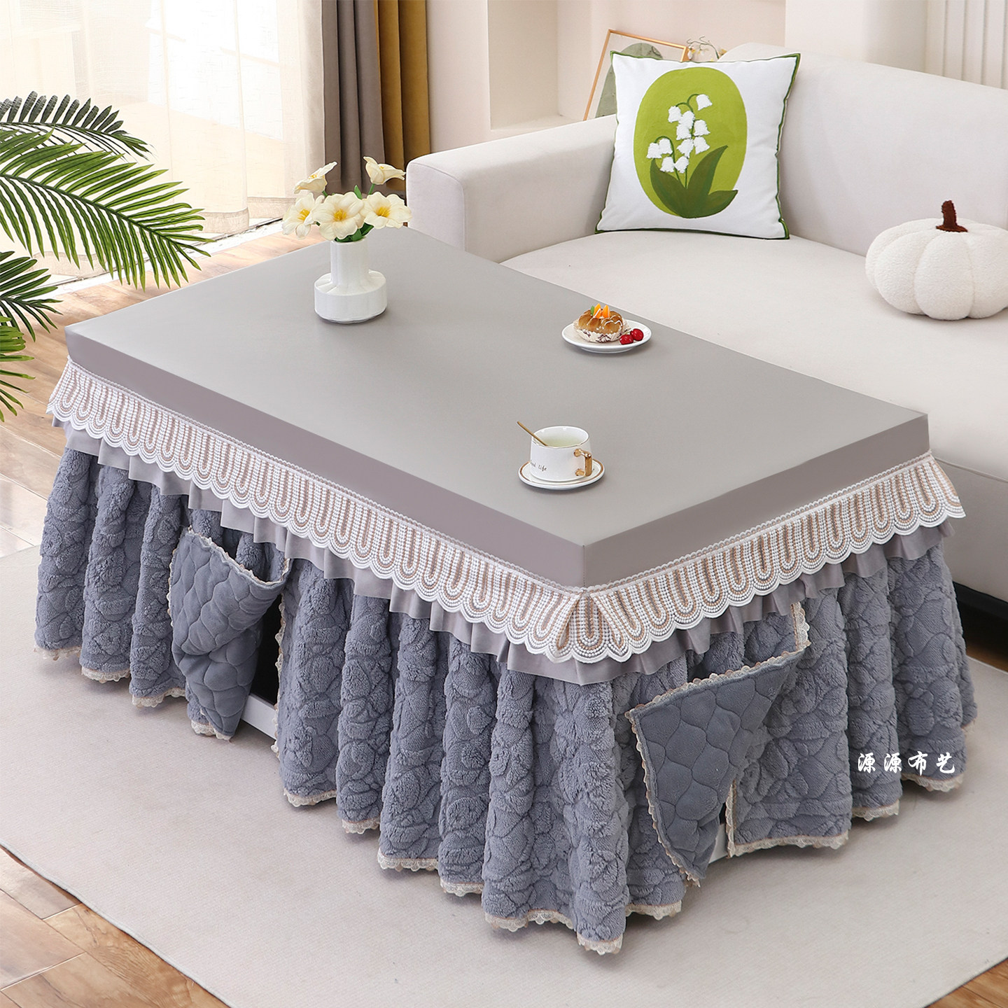 烤火罩新款加厚绒裙开叉长方形电暖炉套冬季茶几套PU防水防油皮盖,淘宝优惠券,粉丝福利购,淘宝优惠卷