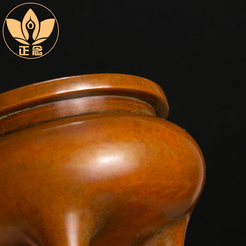 庆松堂苏工铜炉名家胡庆松制圆脚鬲式熏炉仿古紫铜家用熏香铜摆件 - 图1