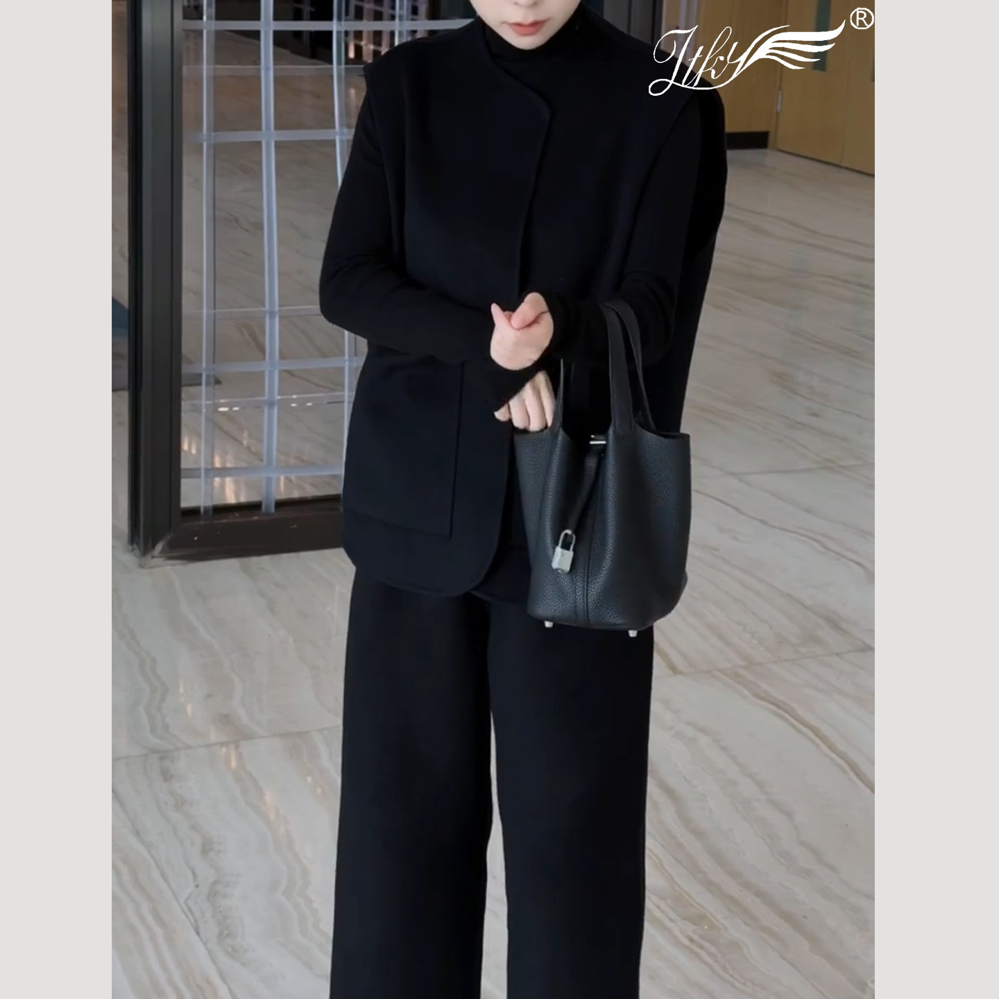 法式复古休闲毛呢马甲打底衫阔腿裤女一整套秋冬款气质通勤三件套,淘宝优惠券,粉丝福利购,淘宝优惠卷