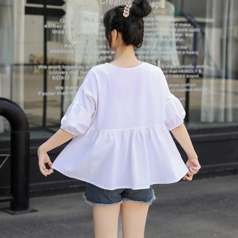 夏季新款娃娃衫韩版蓬蓬高腰衬衫 贝西米服饰衬衫