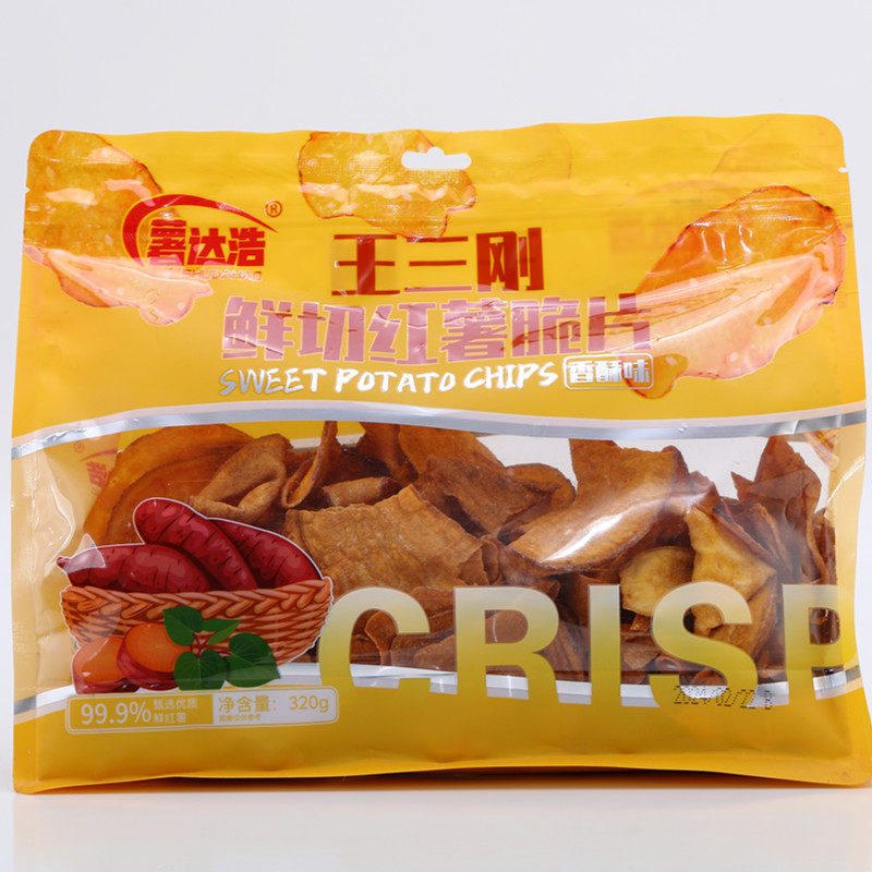 薯达浩王三刚鲜切红薯片香脆芝麻甜味地瓜干320克大袋办公室零食