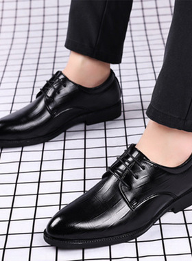 Men's plus-size business dress shoes with pointed toes皮鞋48
