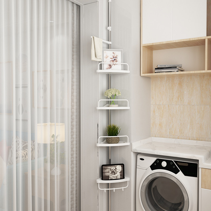 浴室顶天立地置物架落地免打孔伸缩杆卫生间三角收纳层洗手间墙角,淘宝优惠券,粉丝福利购,淘宝优惠卷