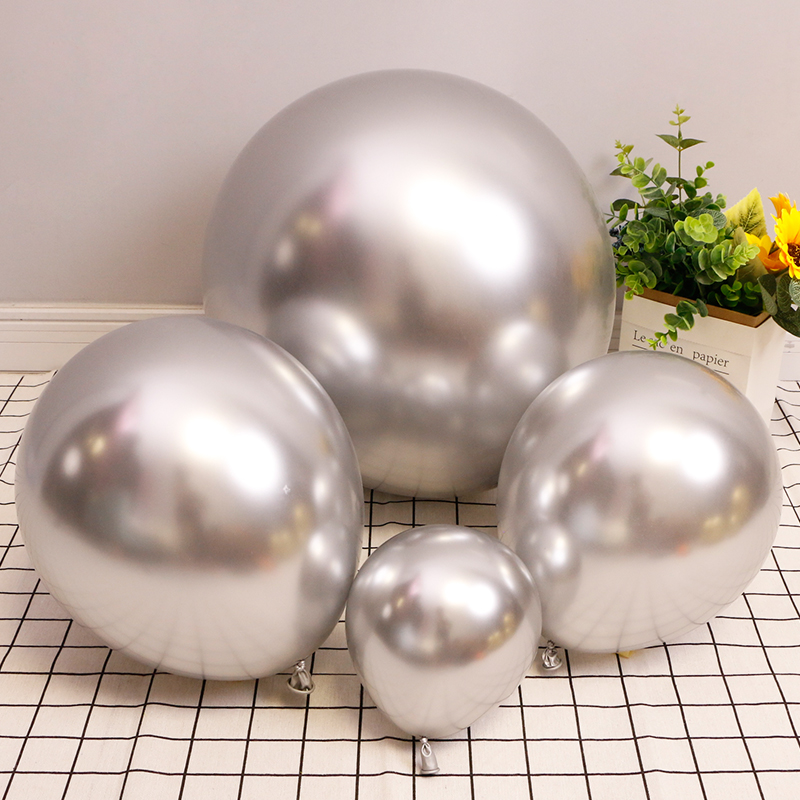 活动装饰金属银色气球 5寸10寸12寸18寸铬金不规则气球链造型汽球 - 图0