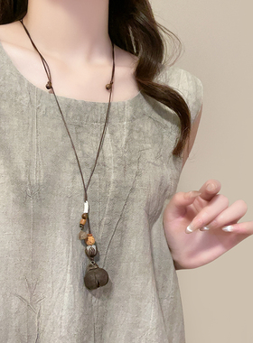 木质前调~国风长款蜡绳吊坠