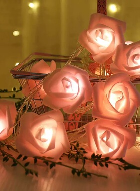 玫瑰花彩灯串灯led室内求婚氛围灯生日场景布置少女房间卧室装饰