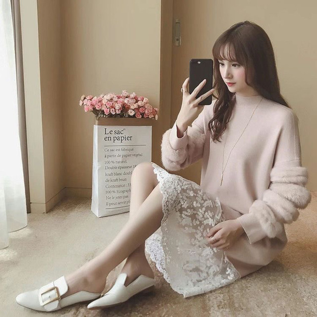 2024 spring and summer new style of hollow long lace skirt cover skirt mesh skirt transparent base long skirt petticoat skirt