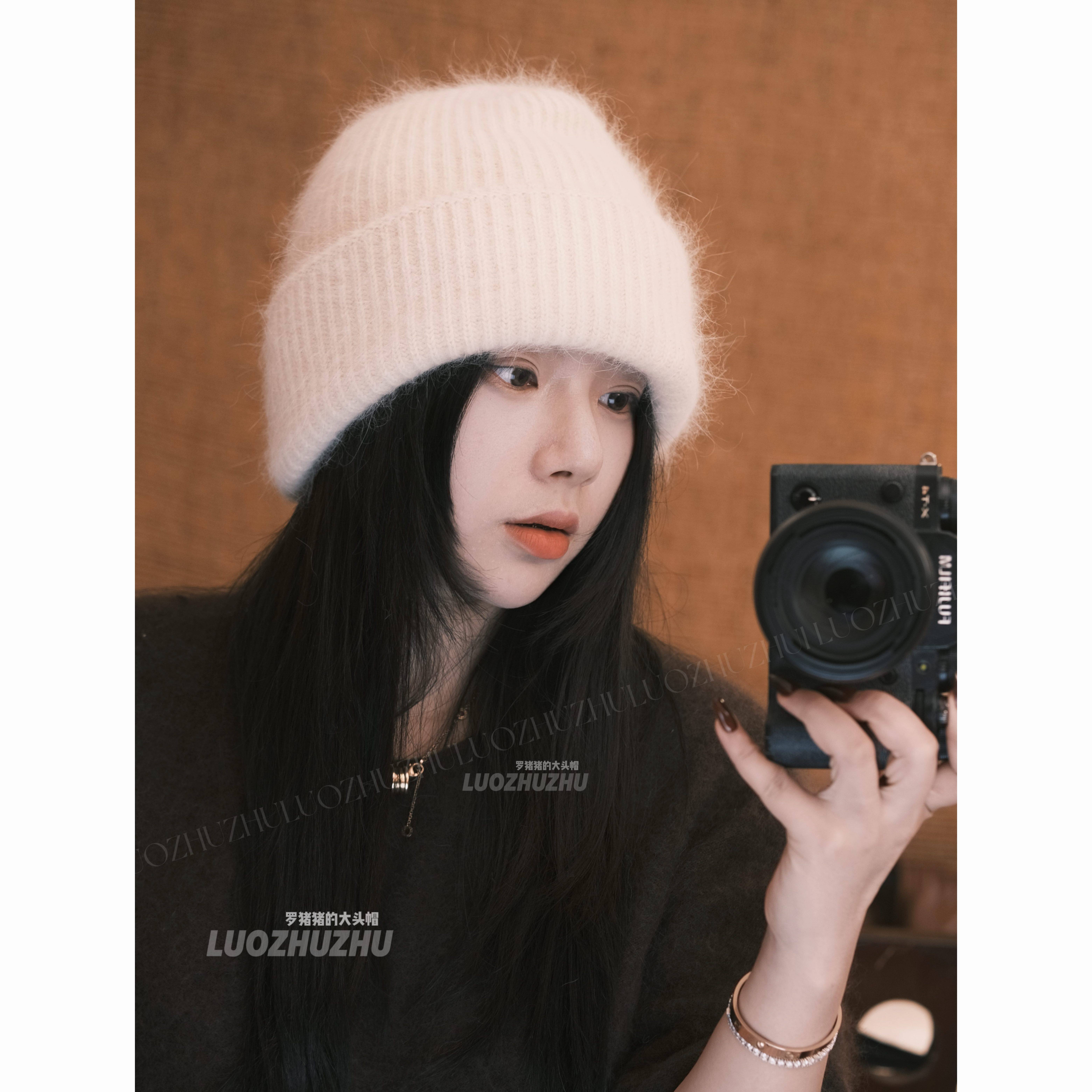 罗猪猪【双层加厚兔毛】出口俄罗斯羊毛针织帽女保暖毛线帽防寒套,淘宝优惠券,粉丝福利购,淘宝优惠卷