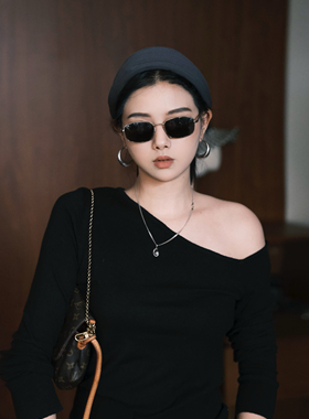 罗猪猪【老钱小银框】超轻极简2025方形尼龙墨镜金属银边