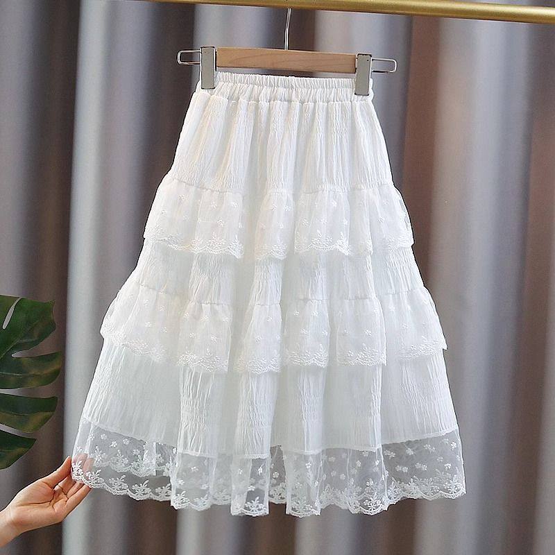 女童半身裙夏装2025新款儿童蛋糕公主裙儿童女孩蕾丝白色长款裙子,淘宝优惠券,粉丝福利购,淘宝优惠卷