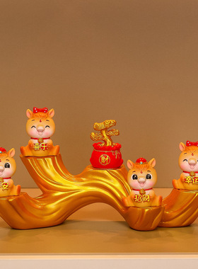 创意国潮马家居玄关电视柜摆件网红乔迁新居礼品新年礼物金色