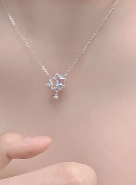 「闪耀双子星」幻彩星星项链2023新款轻奢小众感锁骨链夏天女