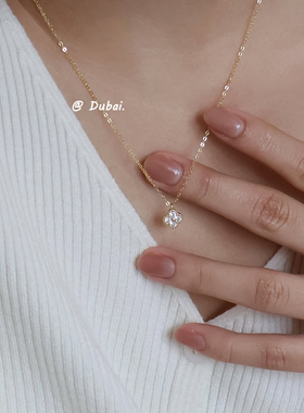 纯银925闪单钻项链女简约ins