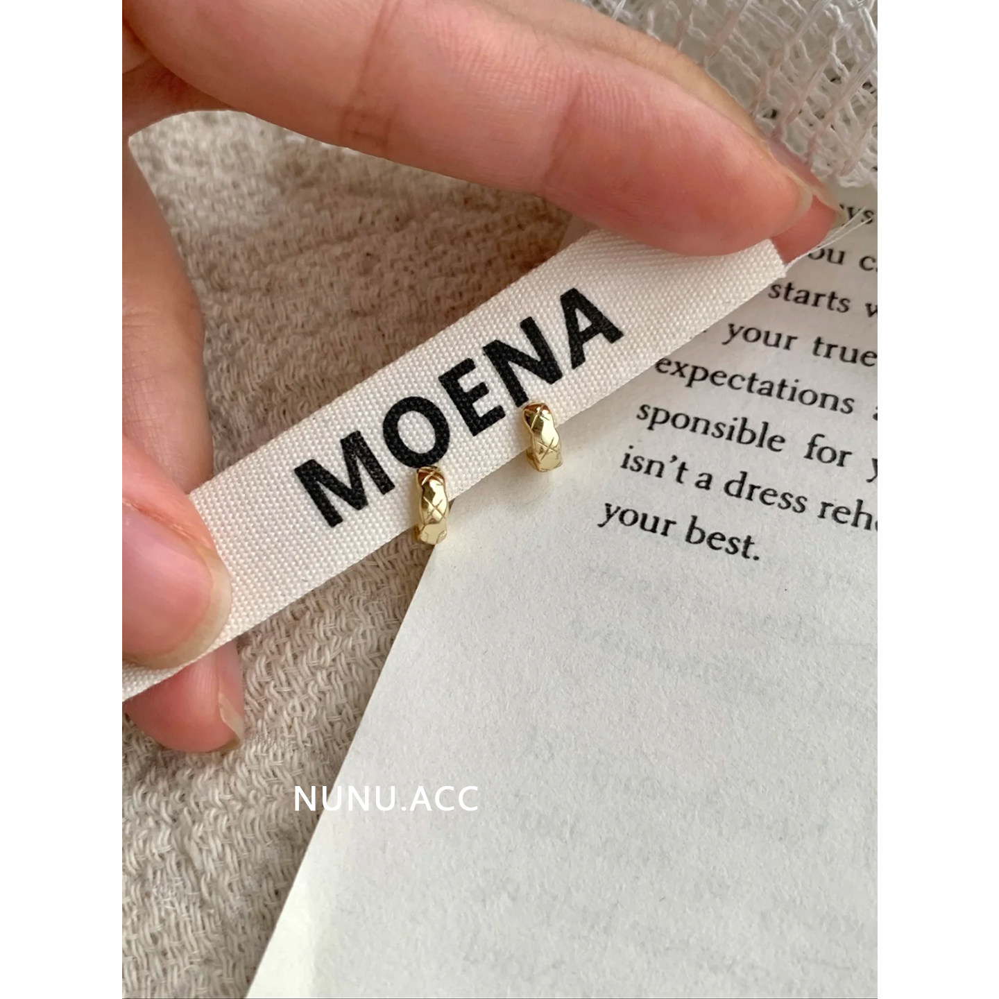 NUNU睡觉免摘S925纯银菱格耳圈小耳朵边缘耳扣简约叠带耳骨环耳饰,淘宝优惠券,粉丝福利购,淘宝优惠卷