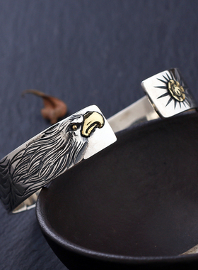 高桥吾郎老鹰男士复古开口手饰品