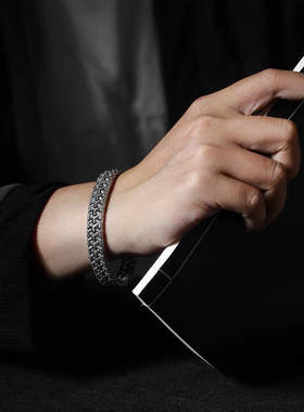 重量级手工复古925银饰手链男款