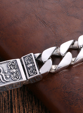 s925银佛六字真言复古风金刚杵