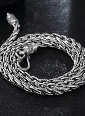 天使之愿复古925银男士项链男韩版时尚帅气饰品配饰粗泰银项链