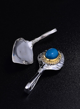 天使之愿925银吊坠女 高桥风格复刻松石小葵扇 银饰品项链