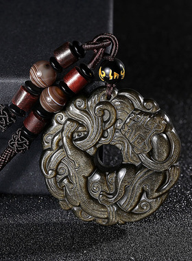 貔貅吊坠天然黑曜石男士项链女款男女招财转平安环运水晶饰品