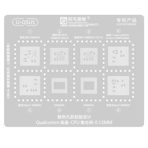 适用于高通SM8550/8475/8450/8425钢网SM8350/8250/7475CPU植锡网 - 图0