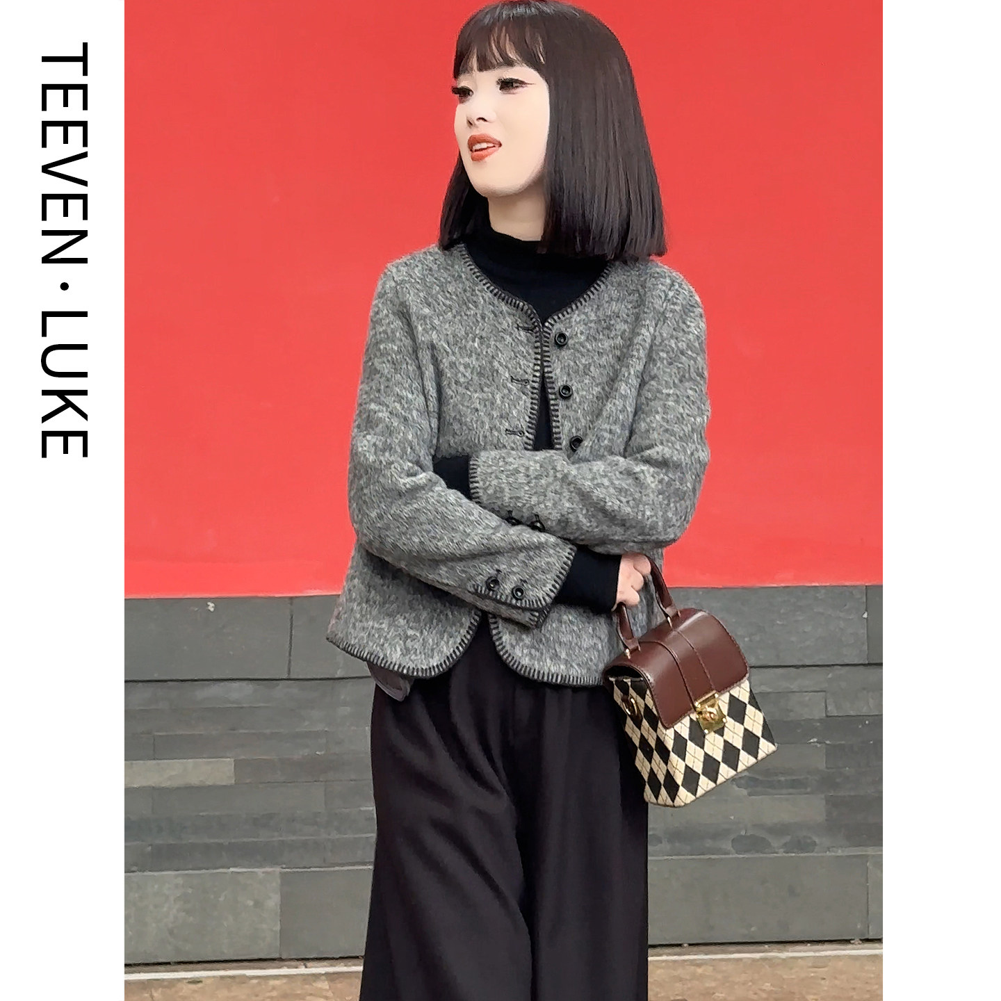 2025年新款秋冬双面呢羊毛大衣女小个子短款韩版毛呢外套气质休闲,淘宝优惠券,粉丝福利购,淘宝优惠卷