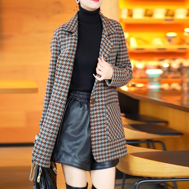 Difenlujia wool double-sided houndstrap coat for women