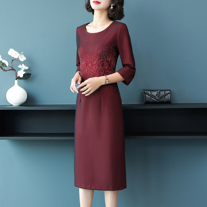 喜婆婆婚宴礼服改良旗袍女2021年秋季新款妈妈婚礼优雅气质连衣裙