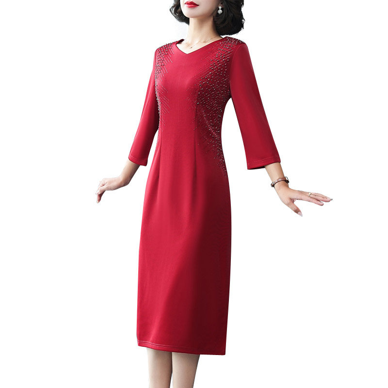 喜婆婆优雅气质婚宴新娘礼服连衣裙女2021秋季新款年轻妈妈敬酒服