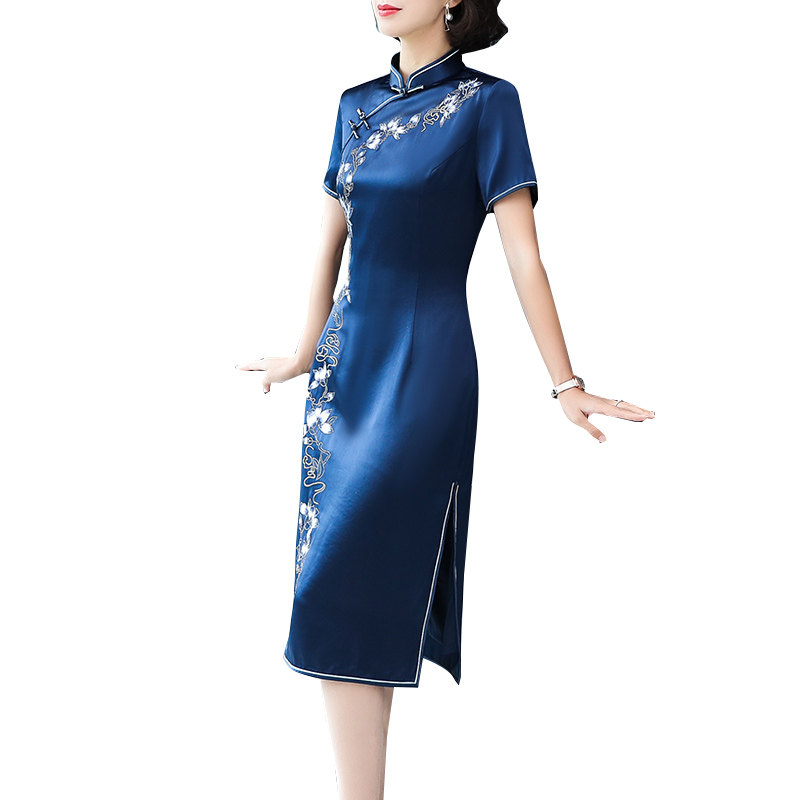 改良旗袍奢华优雅刺绣民国风连衣裙 迪芬璐嘉旗袍