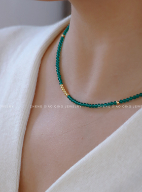 天然贝母葫芦吊坠绿色玛瑙项链高级感轻奢小众复古新中式锁骨链女