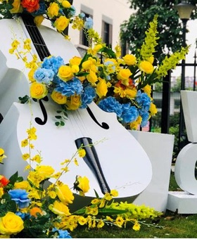 大提琴庭院道具铁艺时尚提琴花架